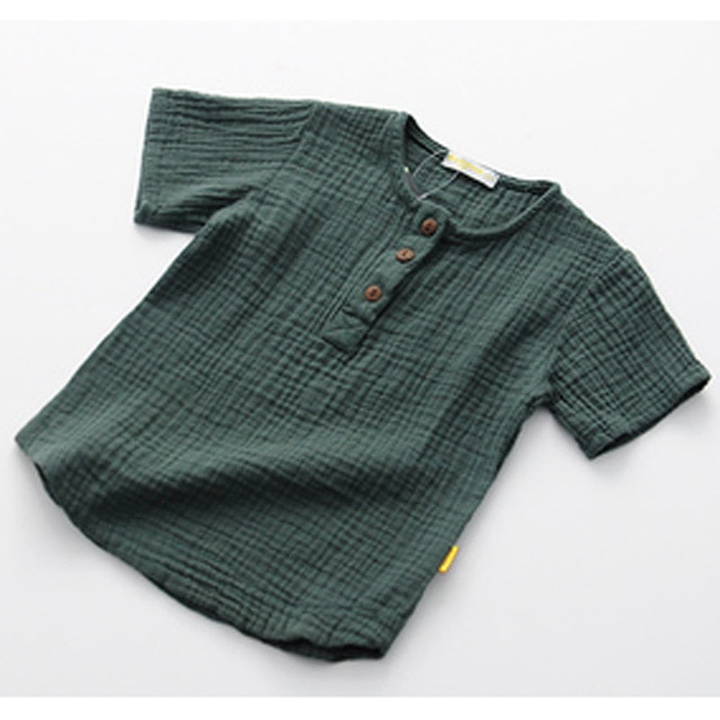 
                  
                    Linen 2022 Cotton Baby Boy Girl Summer T Shirts New Toddler Comfortable Tops Tee Children Clothing Kids Button 90-140CM Height
                  
                