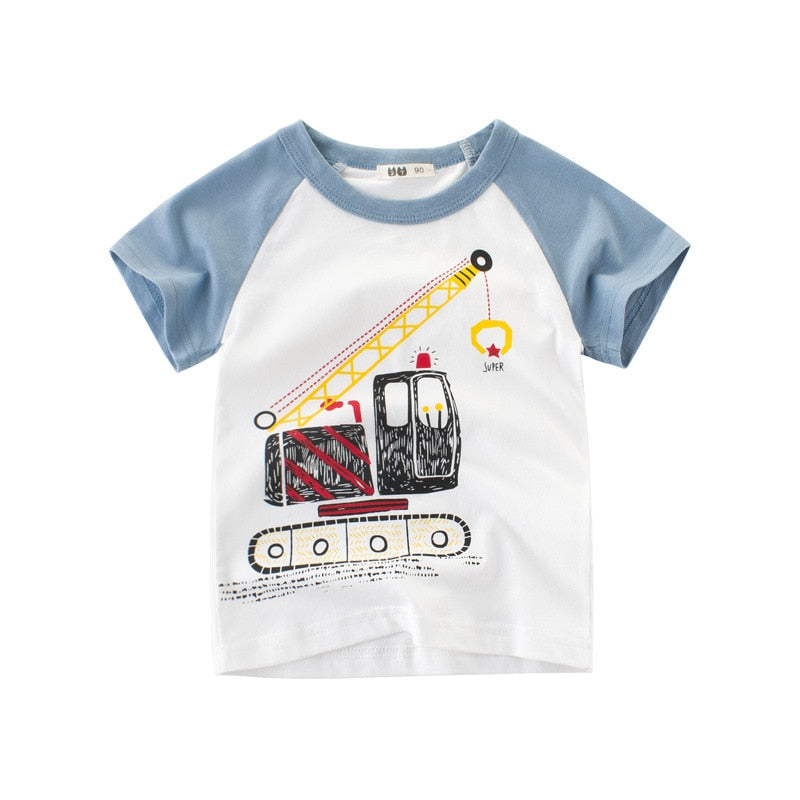 
                  
                    2-10Y Cartoon Print Baby Boys T Shirt for Summer Infant Boy Excavator T-Shirts Short Sleeves Kids Clothes Toddler Cotton Tops
                  
                