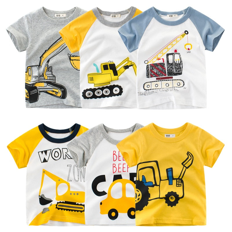 
                  
                    2-10Y Cartoon Print Baby Boys T Shirt for Summer Infant Boy Excavator T-Shirts Short Sleeves Kids Clothes Toddler Cotton Tops
                  
                