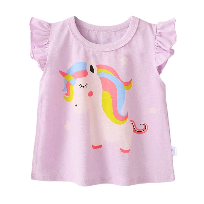 
                  
                    Kids T-shirts Girls Summer Unicorn Clothes Baby T Shirts Children Ruffle Sleeve Clothing Graphic T-shirt Tee
                  
                