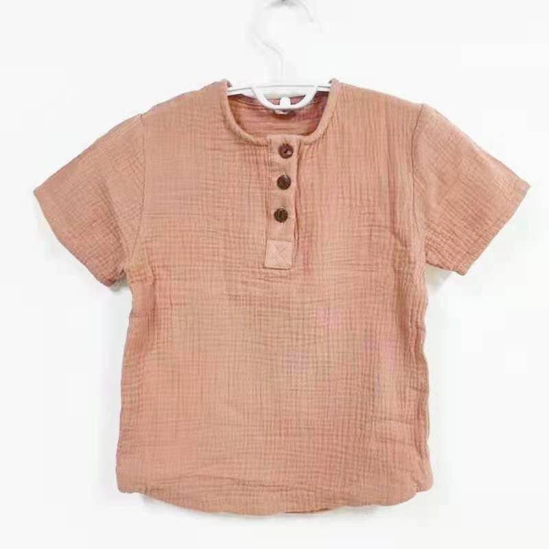 
                  
                    Linen 2022 Cotton Baby Boy Girl Summer T Shirts New Toddler Comfortable Tops Tee Children Clothing Kids Button 90-140CM Height
                  
                