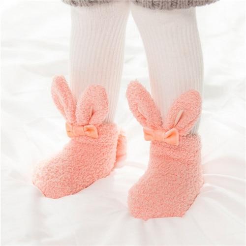 Winter Bunny Baby Girls Socks - Pink